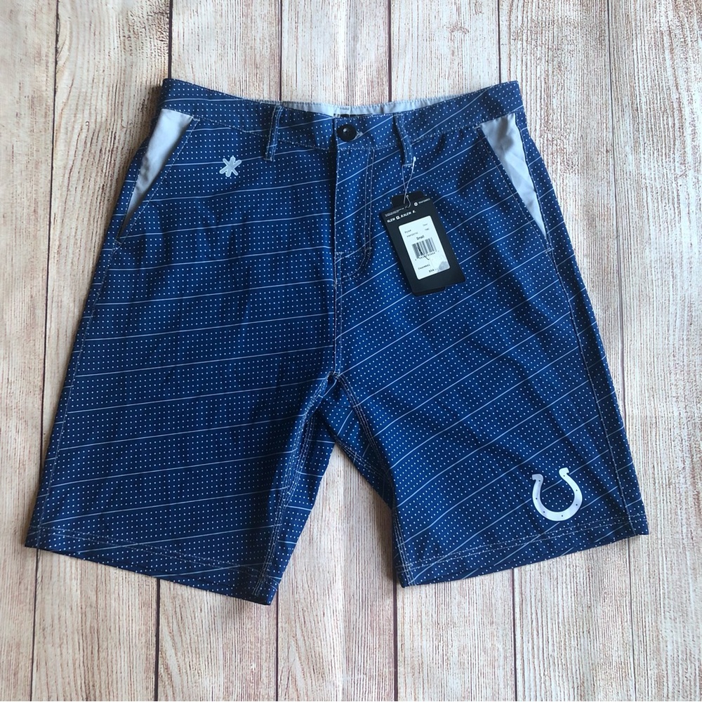 Colts NFL Shorts by Klew Size 32 Blue White Golf Walking Casual Shorts New!